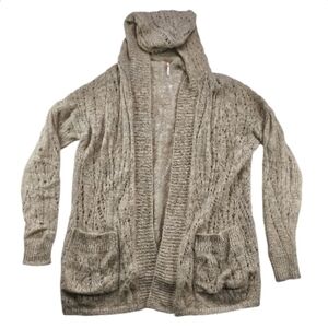 Free People Alpaca Blend Hooded Cardigan Women XS Beige Open Front